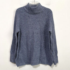 Architect Sweater Mock Neck Womens S Blue Wool Blend Ski Winter Cozy Knit NEW